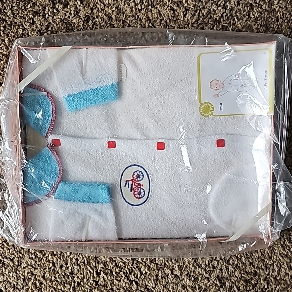 BABY BOY ROMPER, Vintage blue white baby boy clothes, baby outfit 15 to 19 lbs
